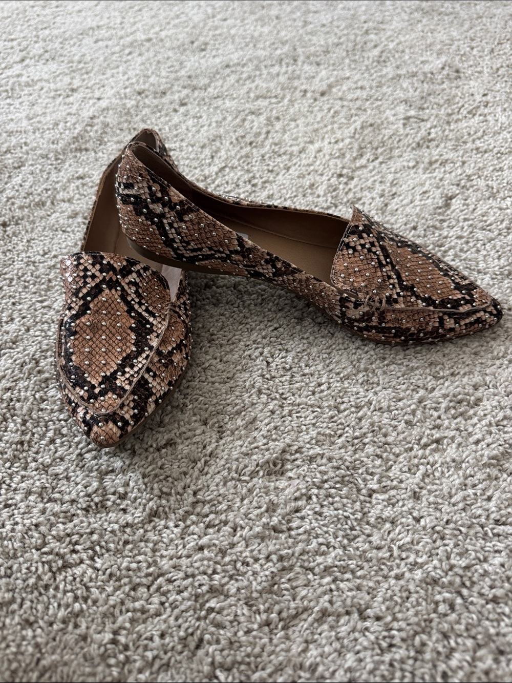 Steve Madden Snake-Print Pointed Loafers - Brown & Black